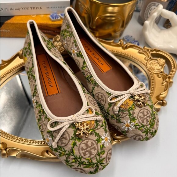 🆕 TORY BURCH 🧿 BNWOB T Monogram Tory Charm Ballet Flat - Size 5.5 - Picture 4 of 14